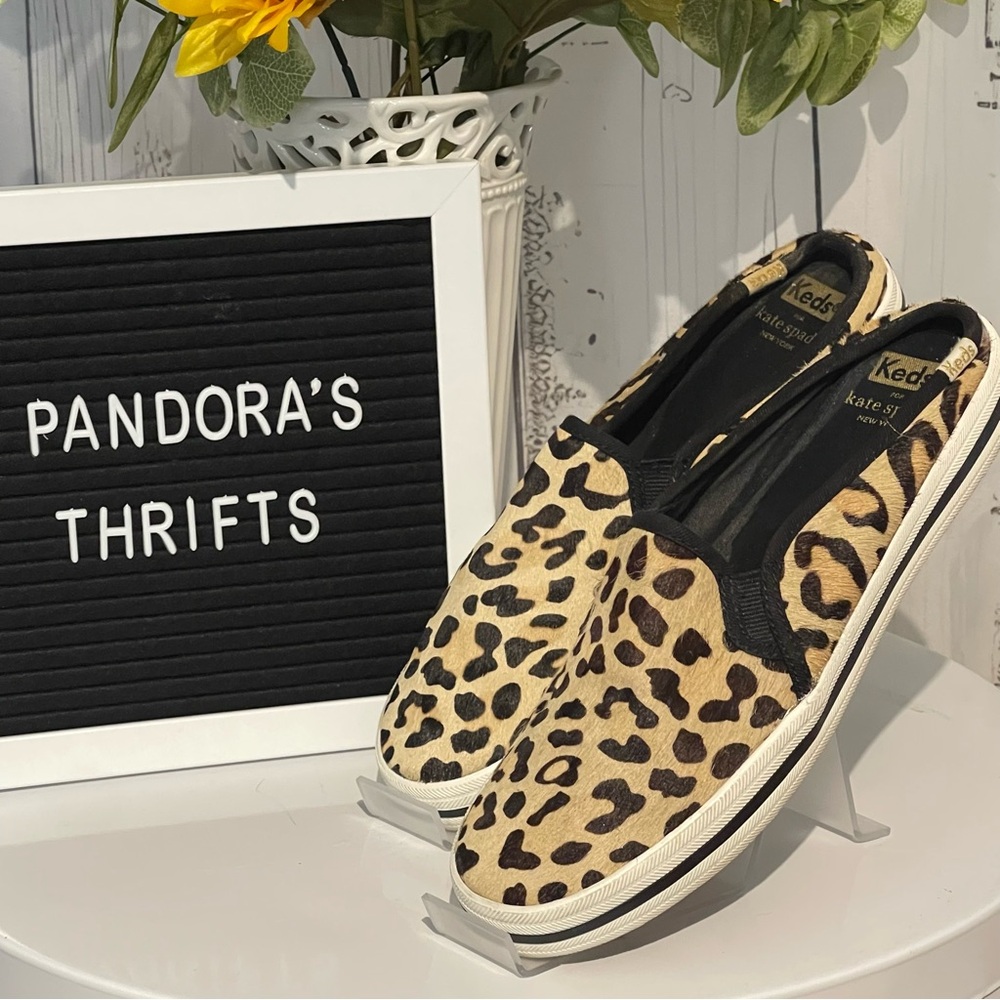 Kate Spade Keds Leopard print slip ons Size 7 Preowned